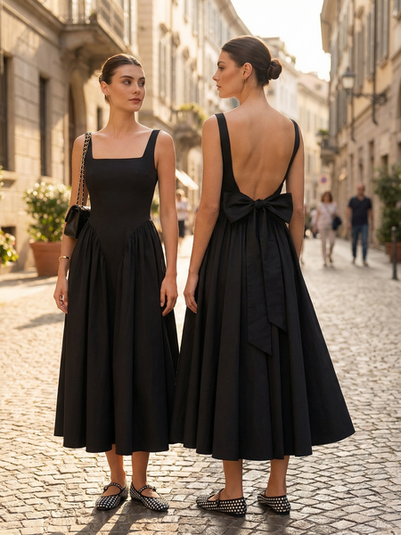 Luvia — Odette Backless Bow Midi Dress ✨🖤