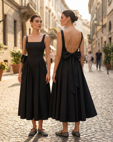 Luvia — Odette Backless Bow Midi Dress ✨🖤