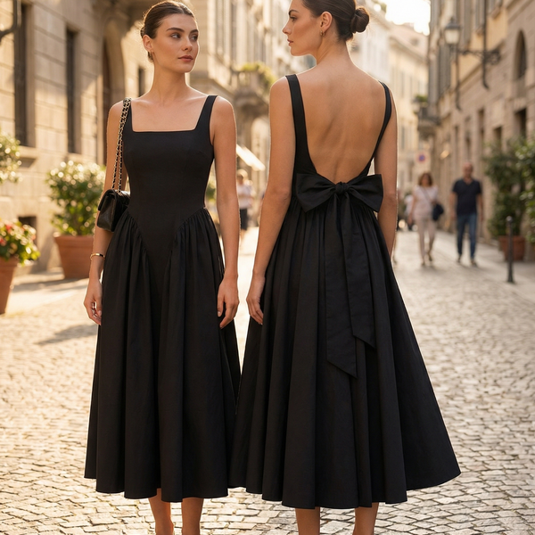 Luvia — Odette Backless Bow Midi Dress ✨🖤